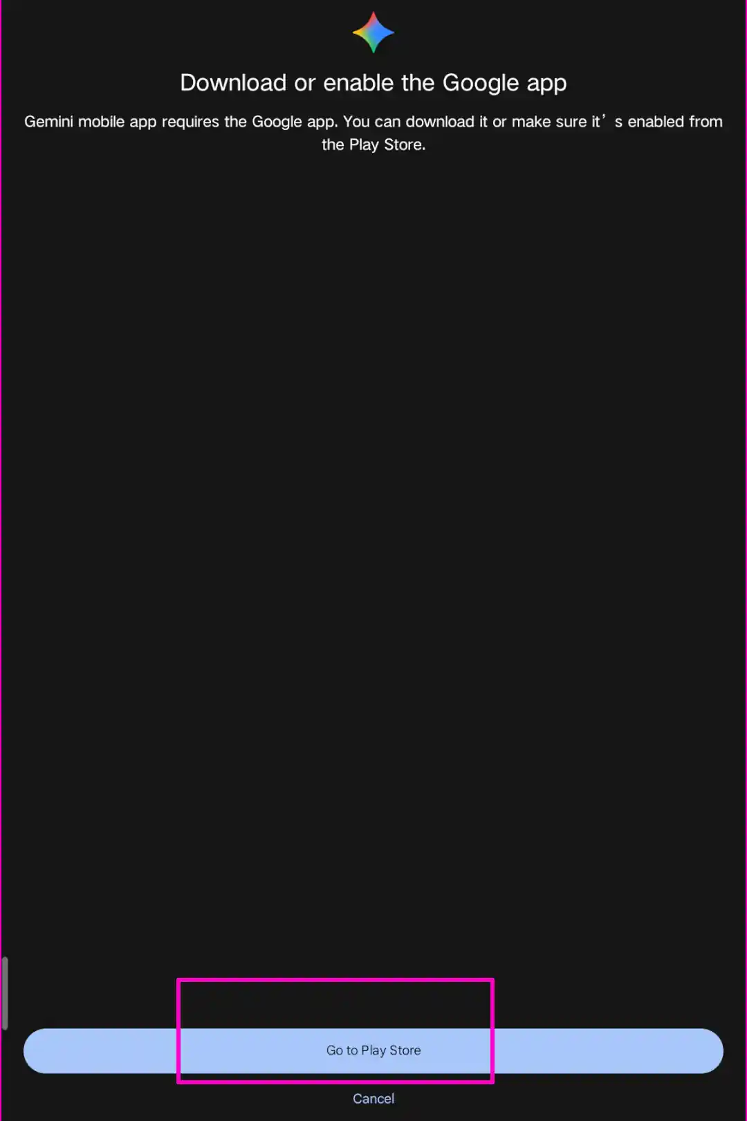 Gemini requires Google App notification